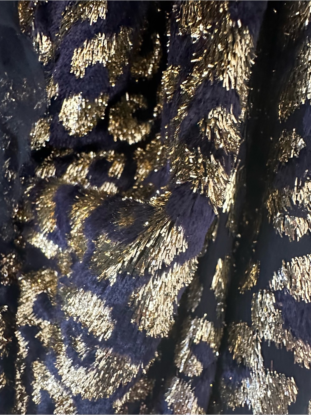 Women’s Roberto Cavalli V-Neck Half Zip Jacket Sz 40/4, Gold Velvet, Silk Hem - Picture 4 of 10